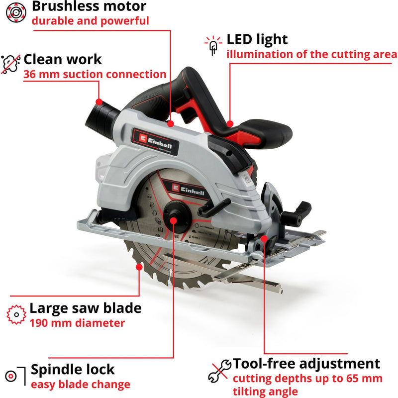 Load image into Gallery viewer, Einhell accu handcirkelzaag te-cs 18 190 li bl - solo (rood zwart, accu en oplader niet inbegrepen)

