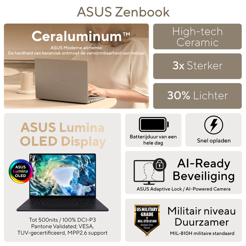 Load image into Gallery viewer, Asus zenbook s 14 ux5406sa-pv029w 14 copilot+ laptop (grijs | core ultra 7 258v | arc graphics 140v | 32 gb | 1 tb ssd)
