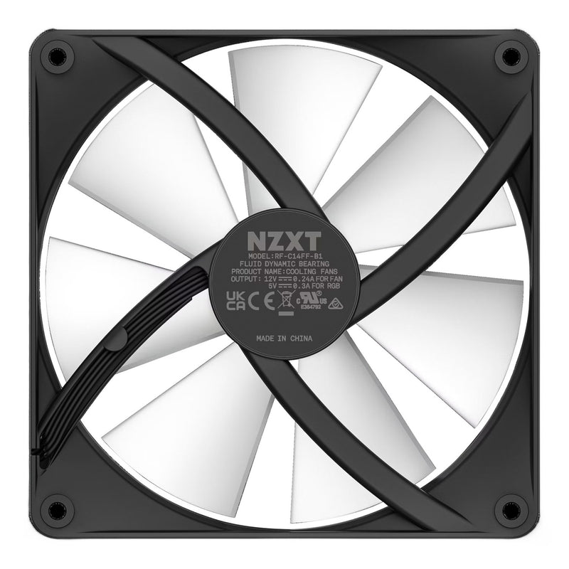 Load image into Gallery viewer, Nzxt f140 rgb core case fan (zwart, 140 x 140 x 26 mm, pwm, zonder controller)
