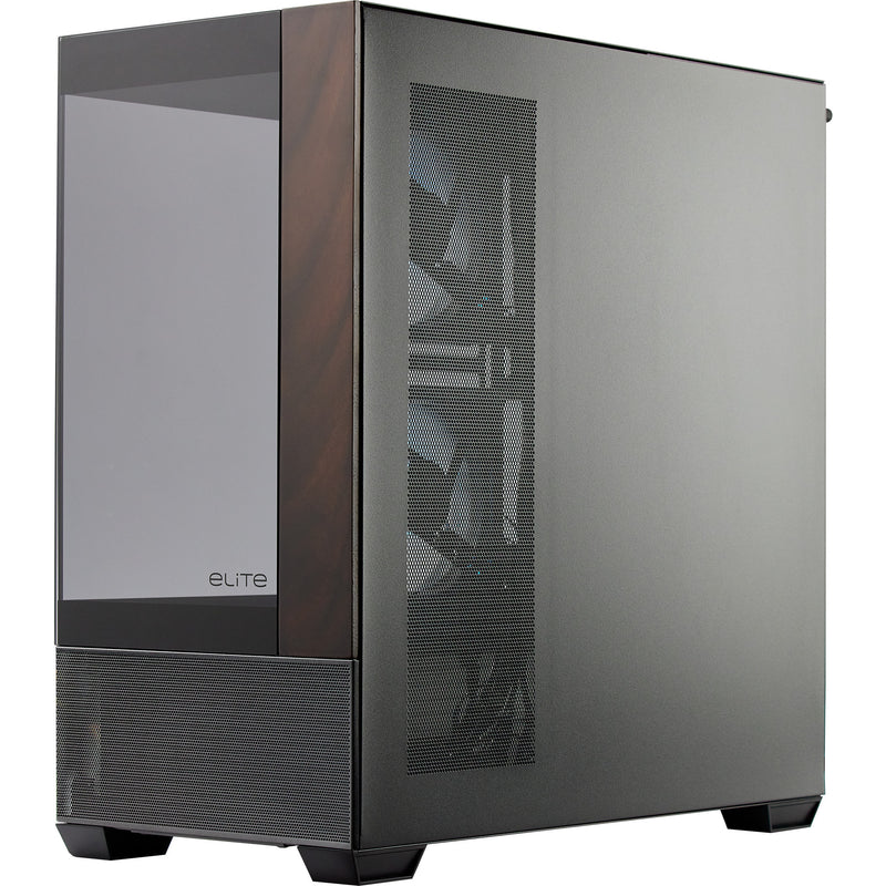 Load image into Gallery viewer, Cooler master elite 690 wood midi tower behuizing (zwart houtkleur | 2x usb-a | 1x usb-c | rgb | tempered glass)
