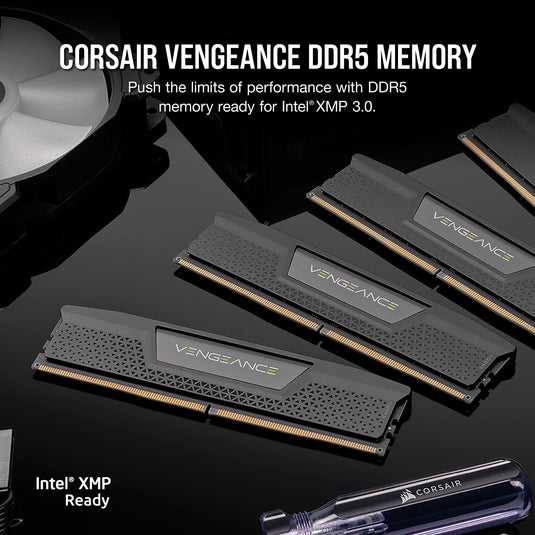 Corsair 32 gb ddr5-6000 kit werkgeheugen (zwart, cmk32gx5m2b6000c30, vengeance, xmp)