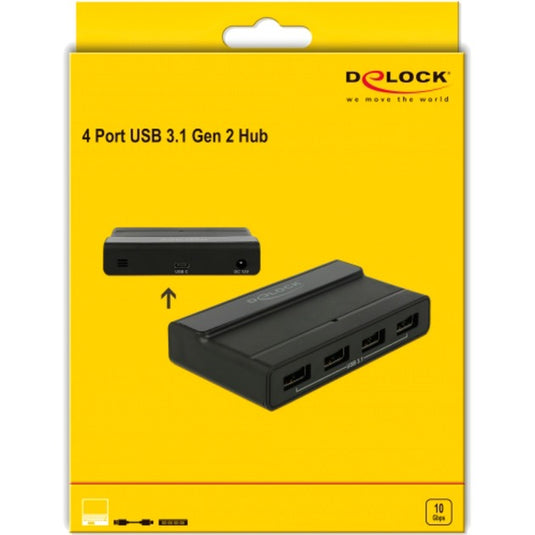 Delock externe usb 3.2 gen 2 4 port hub 10gbps usb-hub (zwart)