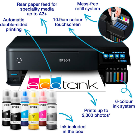 Epson ecotank et-8550 all-in-one inkjetprinter (zwart, usb, wlan, scannen, kopiëren)