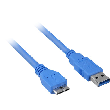 Sharkoon usb-a 3.0 > micro-usb-b 3.0 kabel (blauw, 3 meter)