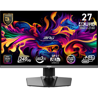 Msi mpg 272urx qd-oled 26.5 4k uhd gaming monitor (zwart, 2x hdmi, displayport, 2x usb-a, usb-b, usb-c, 240 hz)