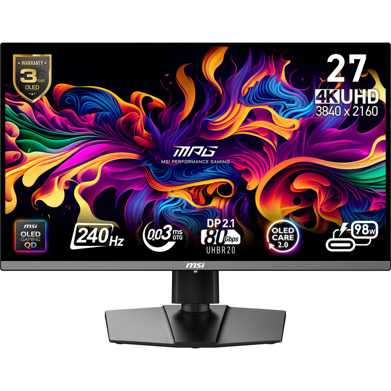 Load image into Gallery viewer, Msi mpg 272urx qd-oled 26.5 4k uhd gaming monitor (zwart, 2x hdmi, displayport, 2x usb-a, usb-b, usb-c, 240 hz)
