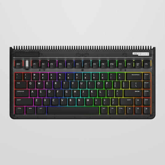 Iqunix og80 dark side wireless mechanical keyboard, gaming toetsenbord (zwart, us lay-out, cherry mx blue, rgb leds, 80% (tkl), hot-swappable, pbt, 2.4ghz | bluetooth 5.1 | usb-c)