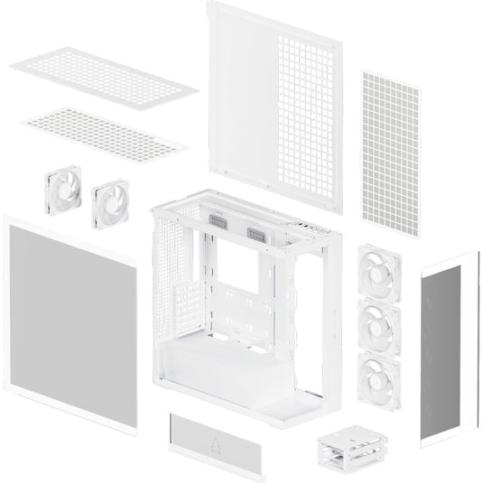 Arctic xtender midi tower behuizing (wit | 2x usb-a | 1x usb-c | rgb | tempered glass)