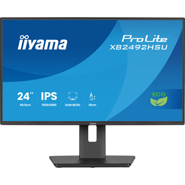Iiyama prolite xb2492hsu-b1 24 monitor (zwart (mat), hdmi, displayport, 2x usb-a, usb-b, 120 hz)