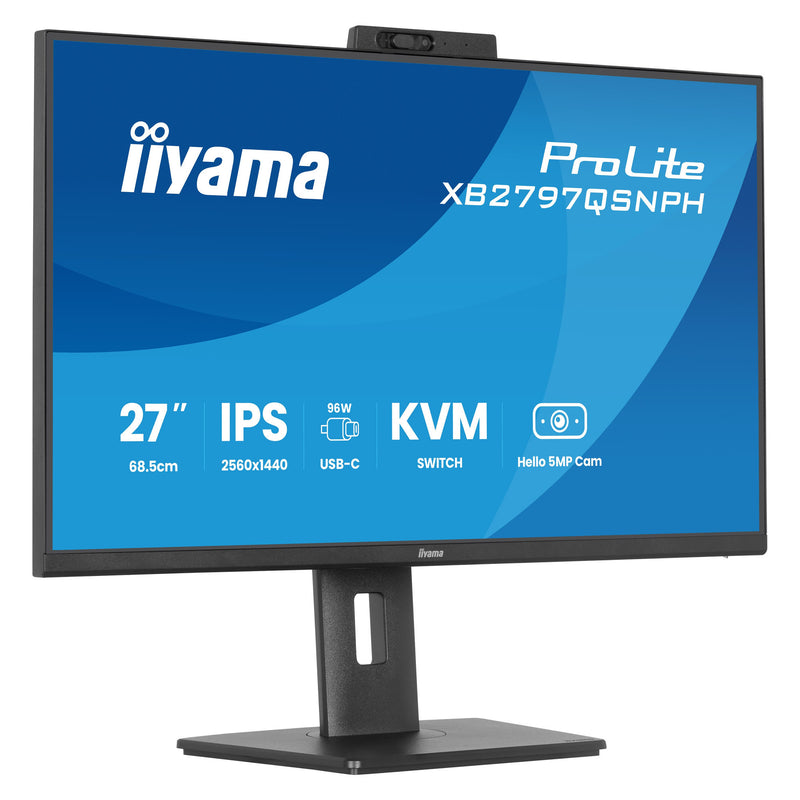 Load image into Gallery viewer, Iiyama prolite xb2797qsnph-b1 27 monitor (zwart, hdmi, displayport, usb-c, lan, audio, webcam)
