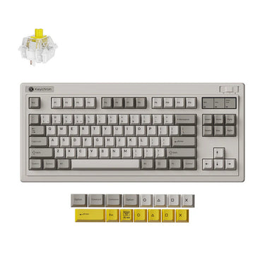 Keychron r3-m4 qmk wireless mechanical keyboard (grijs, us lay-out (qwerty), super banana, 80% (tkl), rgb, cherry pbt, hot swap, 2.4 ghz bluetooth 5.3 usb-c)