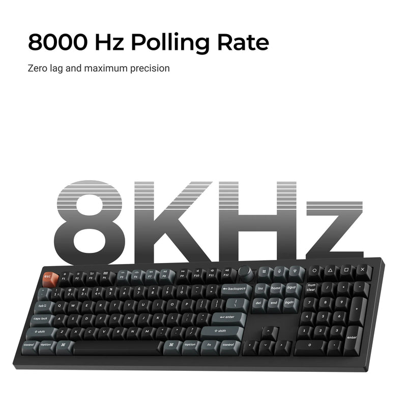 Load image into Gallery viewer, Keychron v6 ultra 8k wireless custom mechanical keyboard (zwart, us lay-out (qwerty), silk pom red, 100%, rgb, hot swap, 2.4 ghz | bluetooth 5.3 | usb-c)
