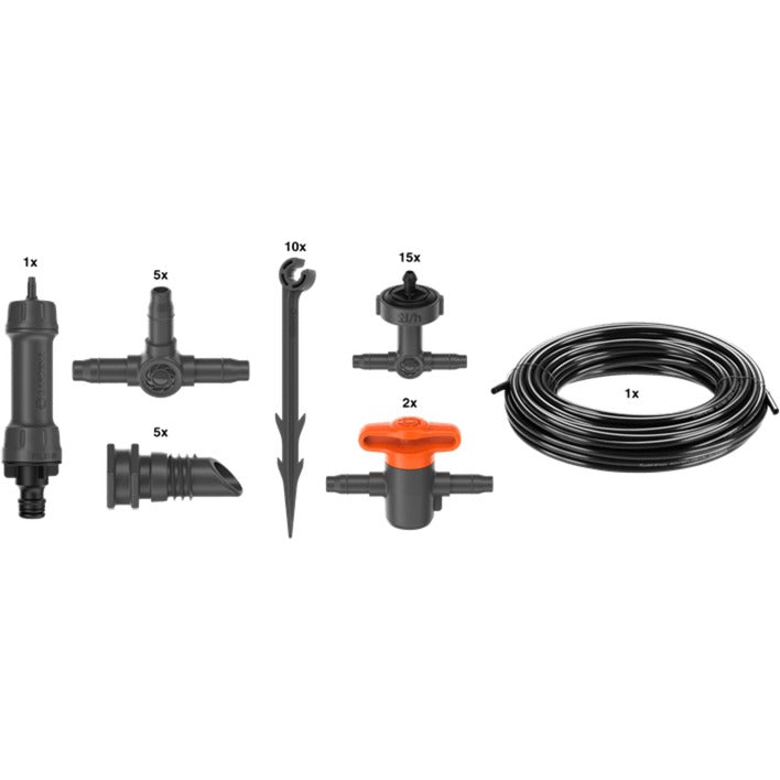 Load image into Gallery viewer, Gardena micro-drip-bewatering balkon set (15 planten) druppelaar (zwart grijs)
