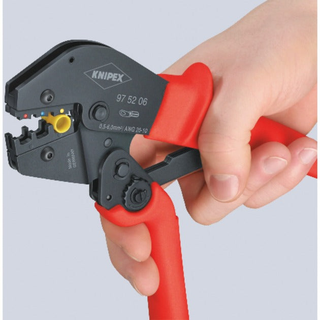 Load image into Gallery viewer, Knipex krimptang 97 52 06 (rood zwart, ovale krimp, openingsveer)
