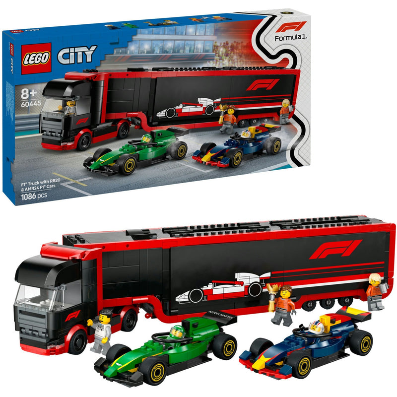 Load image into Gallery viewer, Lego city 60445 f1 truck met rb20 en amr24 f1 auto's
