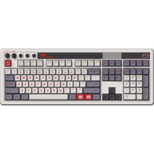 8bitdo retro mechanical keyboard n edition (grijs, us lay-out (qwerty), kailh box white, 100%, bluetooth low energy, wireless 2.4g, usb)