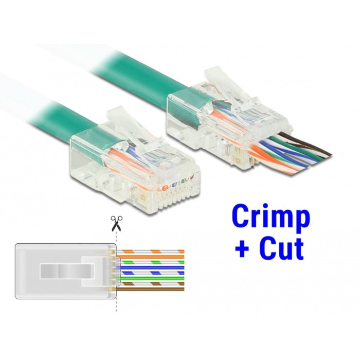 Load image into Gallery viewer, Delock rj45 crimp+cut plug cat.5e utp stekker (transparant, 20 stuks)
