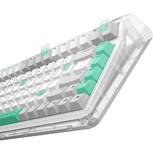 Iqunix og80 wormhole wireless mechanical keyboard, gaming toetsenbord (grijs groen, us lay-out, cherry mx brown, rgb leds, 80% (tkl), hot-swappable, pbt, 2.4ghz | bluetooth 5.1 | usb-c)