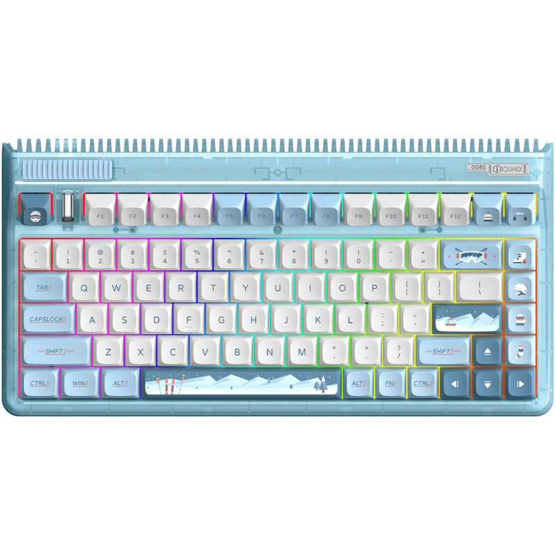 Load image into Gallery viewer, Iqunix og80 wintertide wireless mechanical keyboard, gaming toetsenbord (lichtblauw, us lay-out, cherry mx red, rgb leds, 80% (tkl), hot-swappable, pbt, 2.4ghz | bluetooth 5.1 | usb-c)

