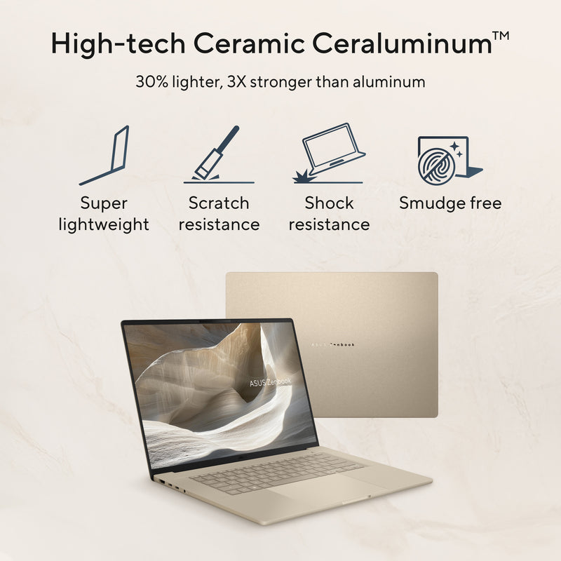 Afbeelding laden in galerijviewer, Asus zenbook a16 ux3607oa-sq013w 16 copilot+ laptop (beige | snapdragon x2e-94-100 | qualcomm adreno | 48 gb | 1 tb ssd | oled)
