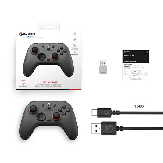 Gamesir nova 2 lite multiplatform wireless game controller (donkergrijs, switch, pc, android en ios, bluetooth 2.4 ghz usb)