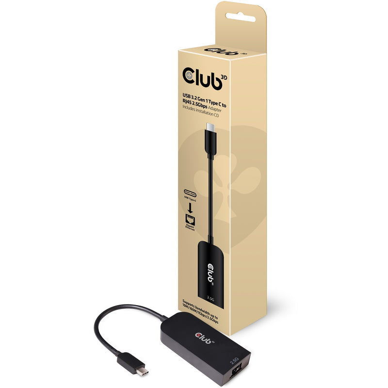 Load image into Gallery viewer, Club 3d usb-c 3.2 gen 1 naar 2.5gb-lan ethernet adapter (zwart, 0,16 meter)
