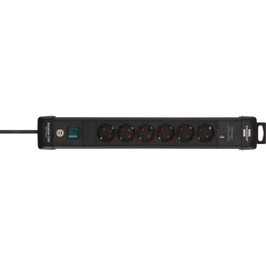 Brennenstuhl premium-line stekkerdoos 6-voudig met usb c pd 30w en usb a 18w stekkerdoos (zwart, 1x usb-a, 1x usb-c)