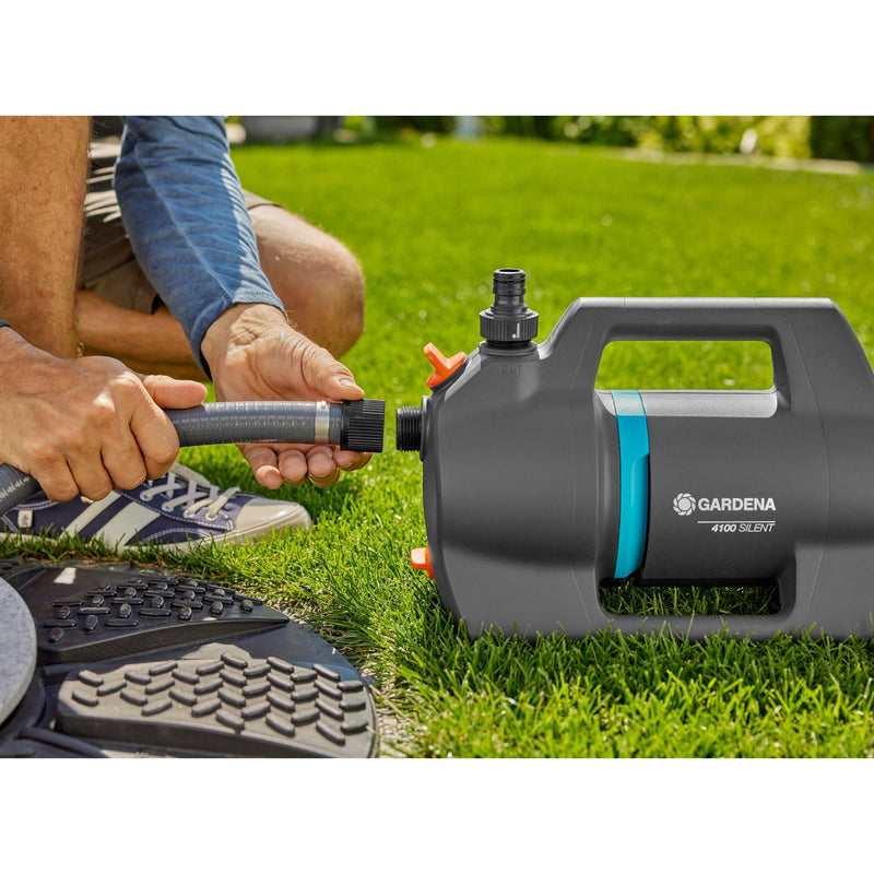 Load image into Gallery viewer, Gardena besproeiingspomp 4100 silent (donkergrijs turquoise, 550 watt)
