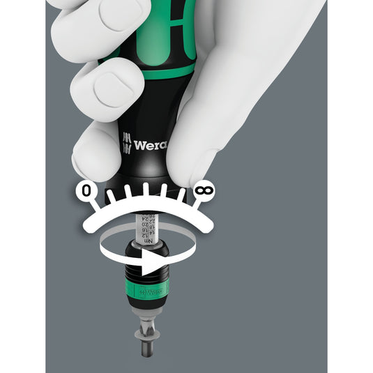 Wera serie 7400 kraftform instelbare momentschroevendraaier draaimomentsleutel (zwart groen, 1.2 tot 3.0 nm, met rapidaptor snelwisselhouder)