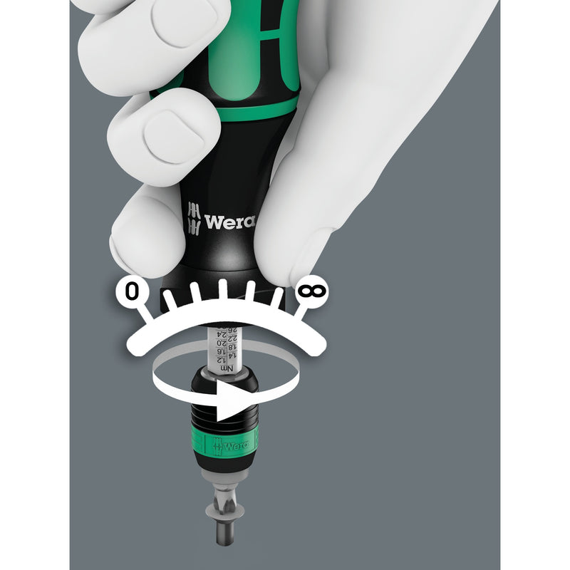Load image into Gallery viewer, Wera serie 7400 kraftform instelbare momentschroevendraaier draaimomentsleutel (zwart groen, 1.2 tot 3.0 nm, met rapidaptor snelwisselhouder)
