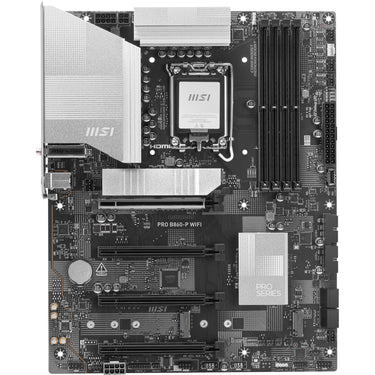 Msi pro b860-p wifi socket 1851 moederbord (zilver, raid, 5gb-lan, wi-fi 7, bt, sound, atx)