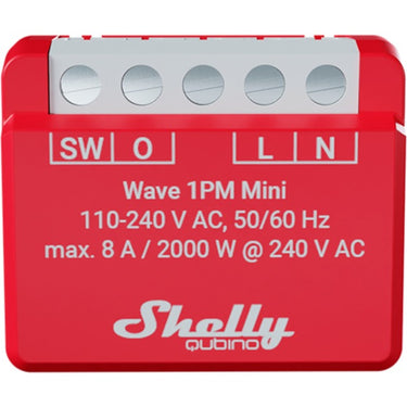 Shelly qubino wave 1pm mini relais (rood wit, 1-kanaals, z-wave)