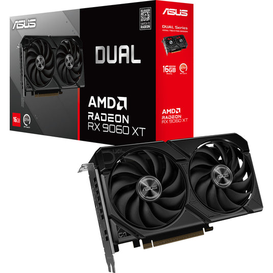 Asus dual radeon rx 9060 xt 16gb grafische kaart (zwart, 2x displayport, 1x hdmi)