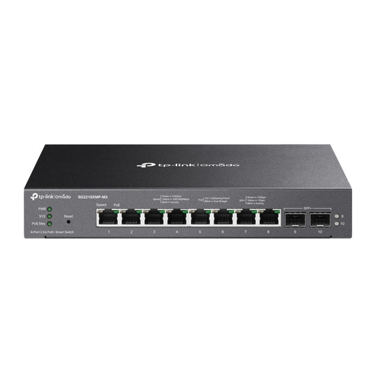 Tp-link omada sg2210xmp-m2 8-poorts 2.5gbase-t smart switch (zwart, 8x poe+, 2x 10ge sfp+)