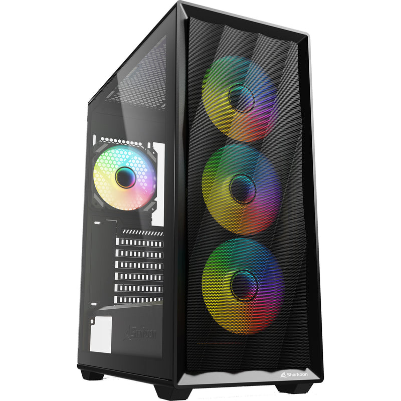 Load image into Gallery viewer, Sharkoon vk4 argb midi tower behuizing (zwart | 2x usb-a | rgb | tempered glass)

