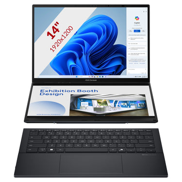Asus zenbook duo ux8406ca-ql038w 14 copilot+ 2-in-1 laptop (grijs | ultra 7 255h | arc 140t | 32 gb | 1 tb ssd | oled | touch)