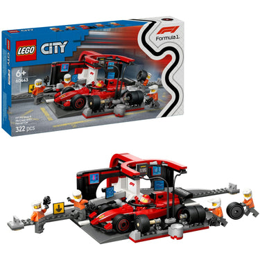 Lego city f1 pitstop en pitcrew met ferrari auto - 60443