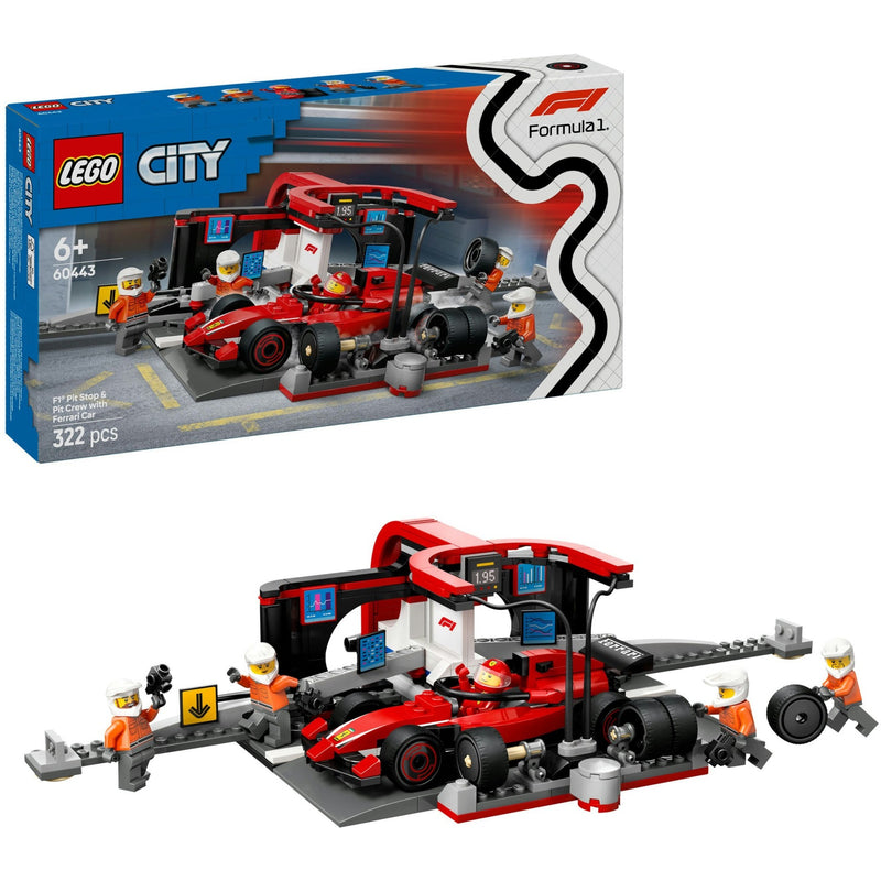 Load image into Gallery viewer, Lego city f1 pitstop en pitcrew met ferrari auto - 60443
