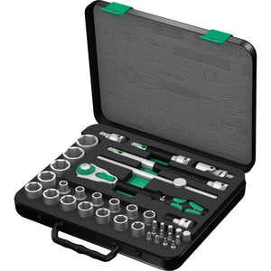 Wera 8100 sc 2 zyklop speed-ratelset, 1 2 , 37‑delig gereedschapsset (zwart groen, snelheidsratel met draaibare kop)