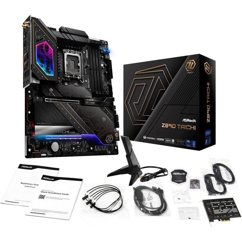 Load image into Gallery viewer, Asrock z890 taichi socket 1851 moederbord (zwart, raid, 5gb-lan, 2.5gb-lan, wi-fi 7, bt, sound, atx)
