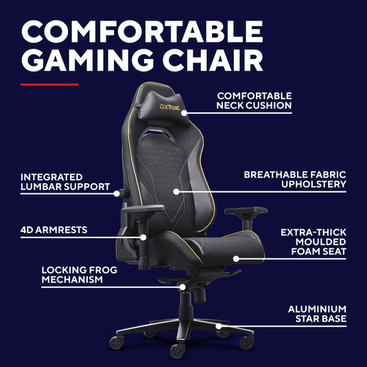 Trust gxt 721bm ruya pro premium comfortabele gamingstoel (zwart geel)