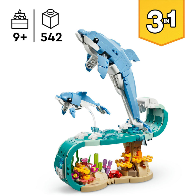 Load image into Gallery viewer, Lego ® creator 3in1 zeedieren: prachtige dolfijnen - bouw om tot een zeepaardje of krab - 31385
