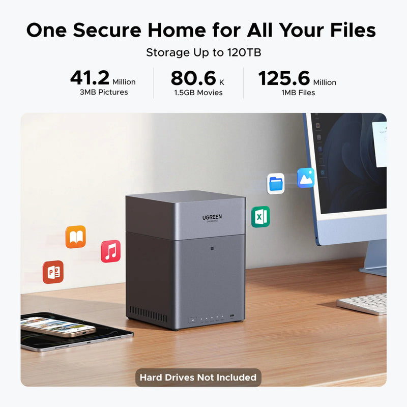 Load image into Gallery viewer, Ugreen nasync dh4300 plus (grijs, 1x 2,5gbe, hdmi, usb-c)
