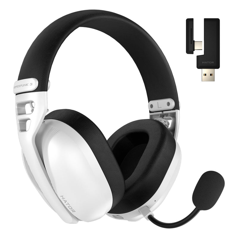 Load image into Gallery viewer, Hator hyperpunk 3 wireless over-ear gaming headset (wit, 2.4ghz bluetooth 5.4 usb-c)
