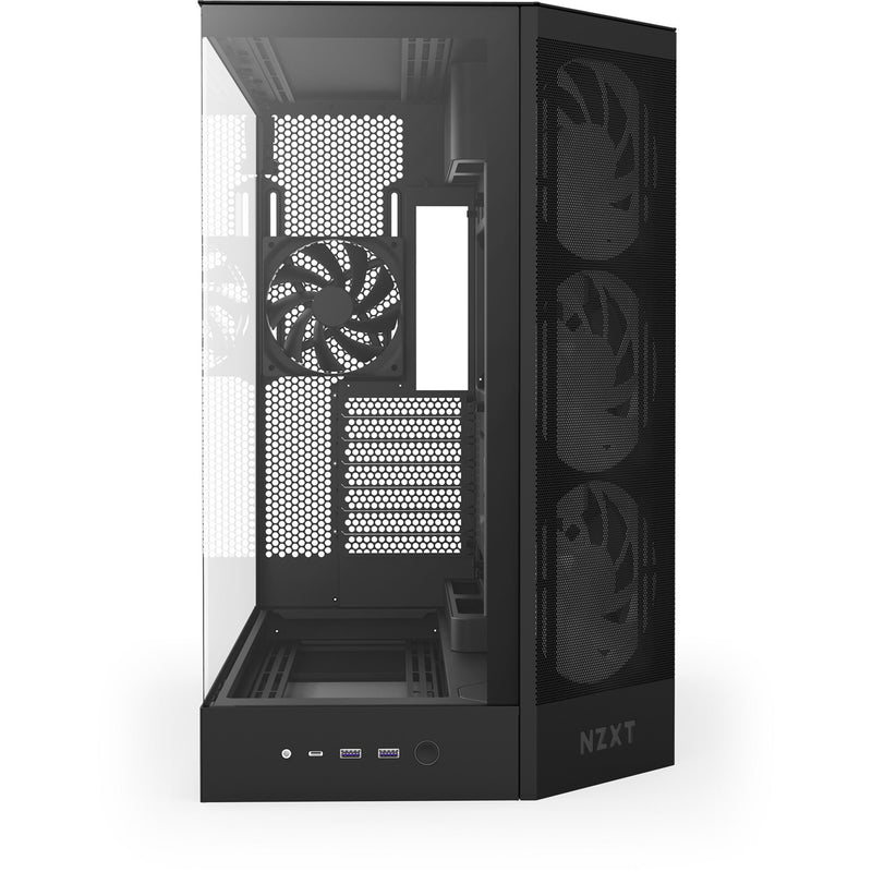 Load image into Gallery viewer, Nzxt h9 flow rgb midi tower behuizing (zwart (mat) | 2x usb-a | 1x usb-c | rgb | tempered glass)
