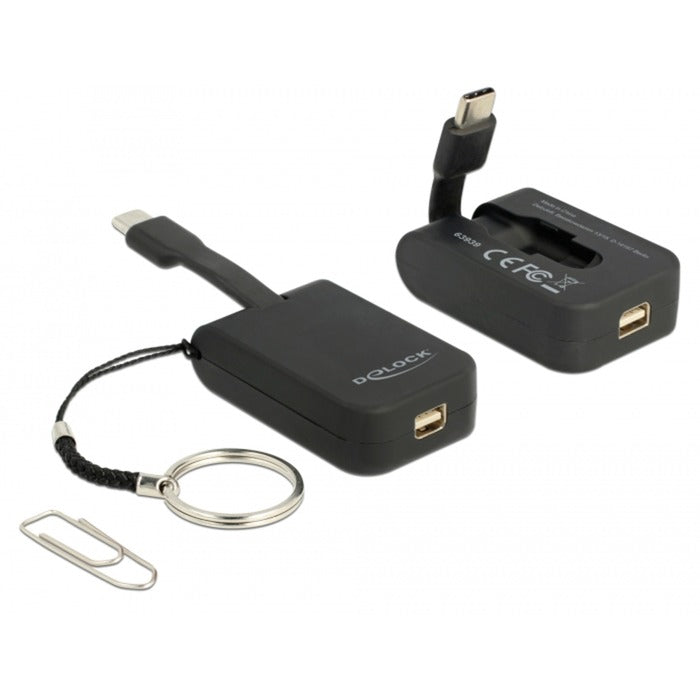 Load image into Gallery viewer, Delock usb-c > mini-displayport adapter sleutelhanger (zwart, 4k 60hz)
