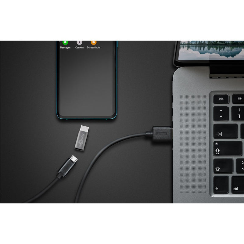 Load image into Gallery viewer, Goobay usb-c naar micro-usb adapter (grijs)
