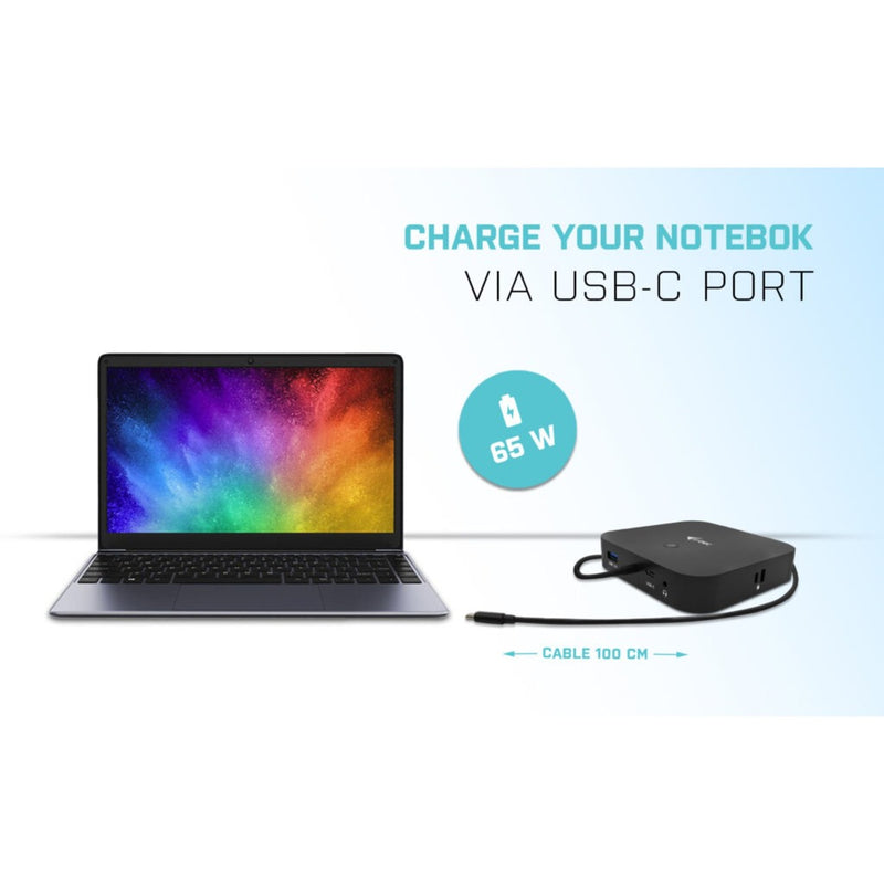 Load image into Gallery viewer, I-tec usb-c hdmi dp docking station with power delivery 65w + universal charger 77 w (zwart)

