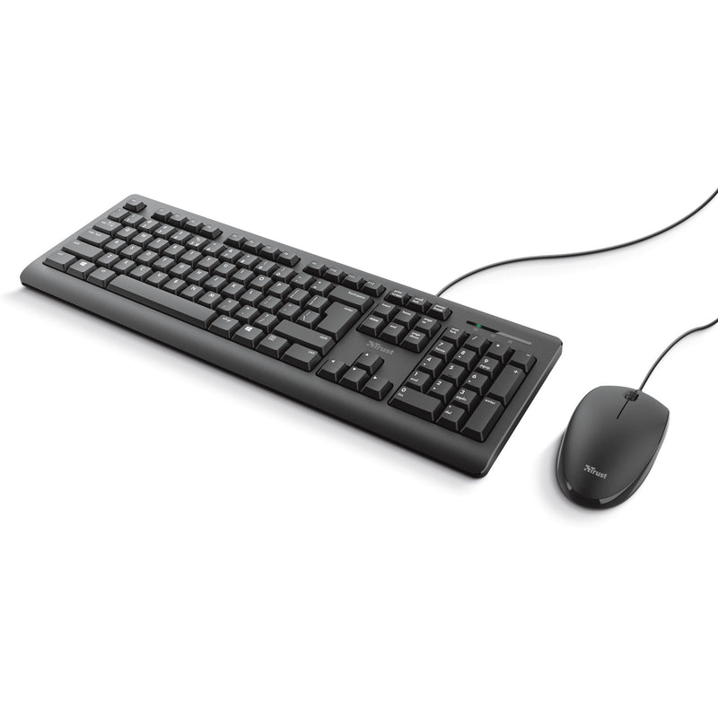 Load image into Gallery viewer, Trust primo keyboard mouse set desktopset (zwart, us lay-out (qwerty), membraan, 100%)
