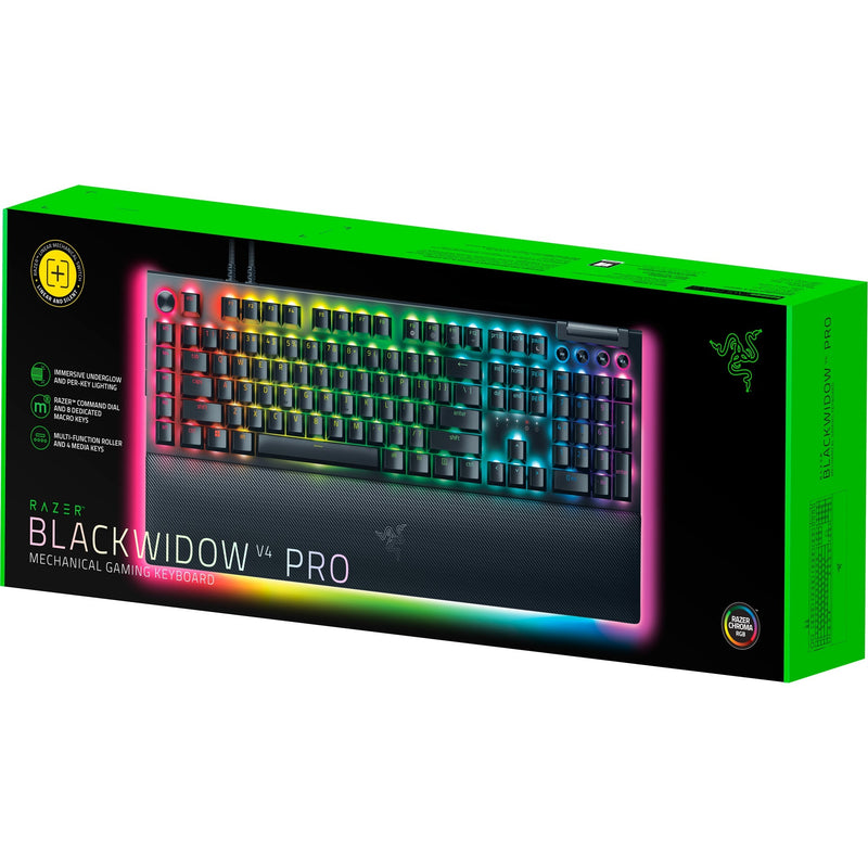 Load image into Gallery viewer, Razer blackwidow v4 pro, gaming toetsenbord (zwart, us lay-out, yellow, rgb leds, doubleshot abs)
